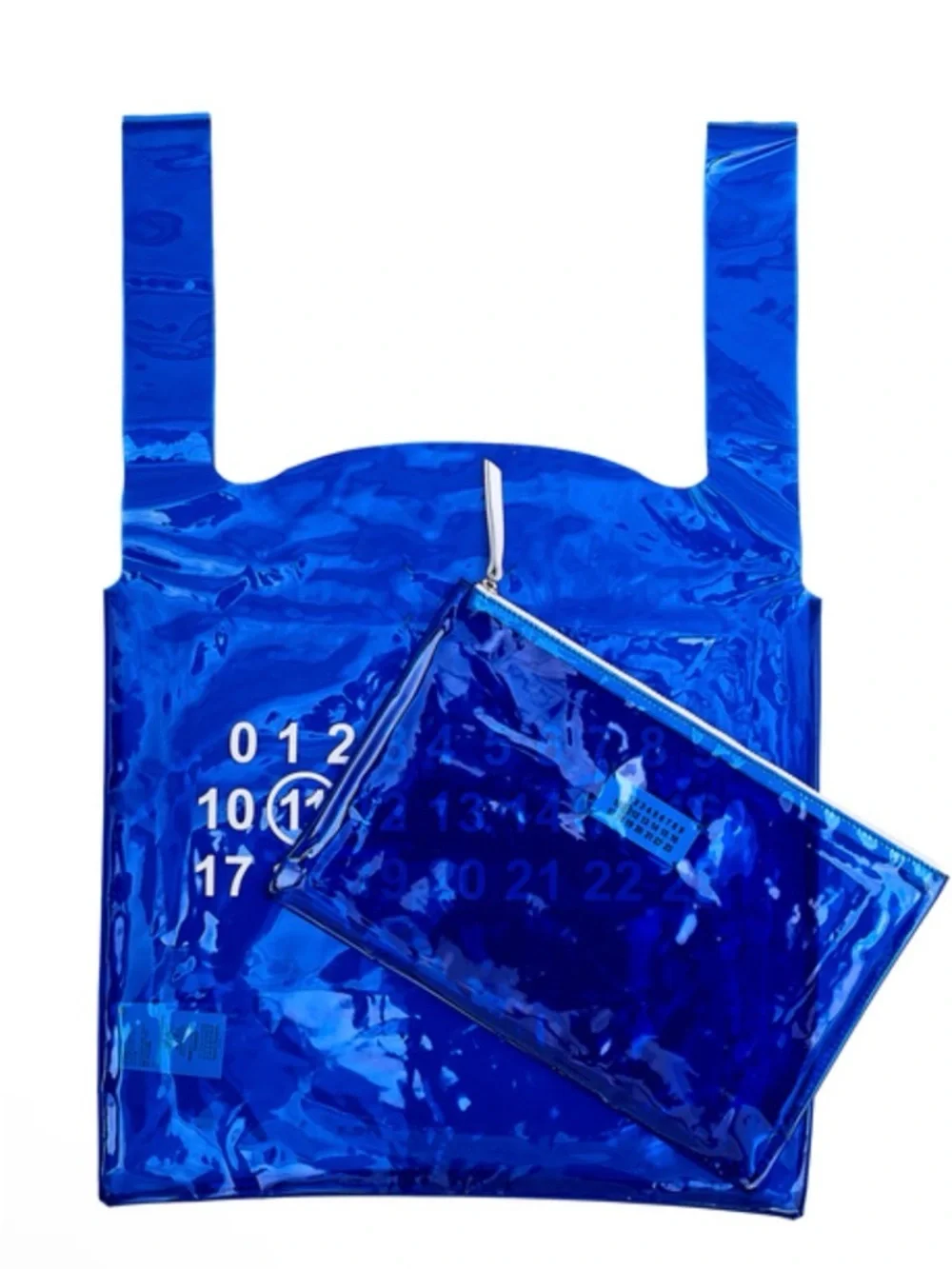 Maison Margiela Line 11 Cobalt Blue PVC Tote Bag w/ Pouch Transparent Shopper
